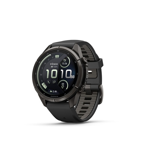 שעון חכם Garmin Fenix 9 Pro inReach 43mm Titanium Carbon gray DLC with black/pebble gray silicone band