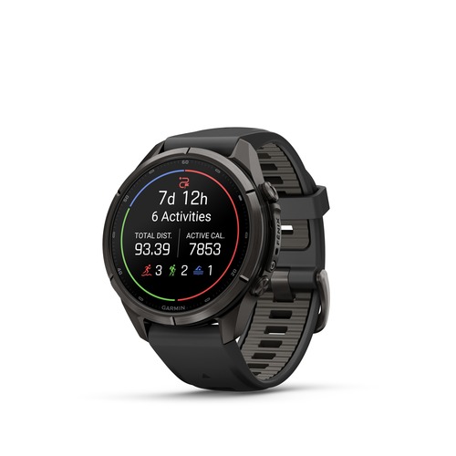 שעון חכם Garmin Fenix 9 Pro inReach 43mm Titanium Carbon gray DLC with black/pebble gray silicone band