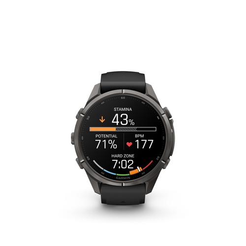 שעון חכם Garmin Fenix 9 Pro inReach 43mm Titanium Carbon gray DLC with black/pebble gray silicone band