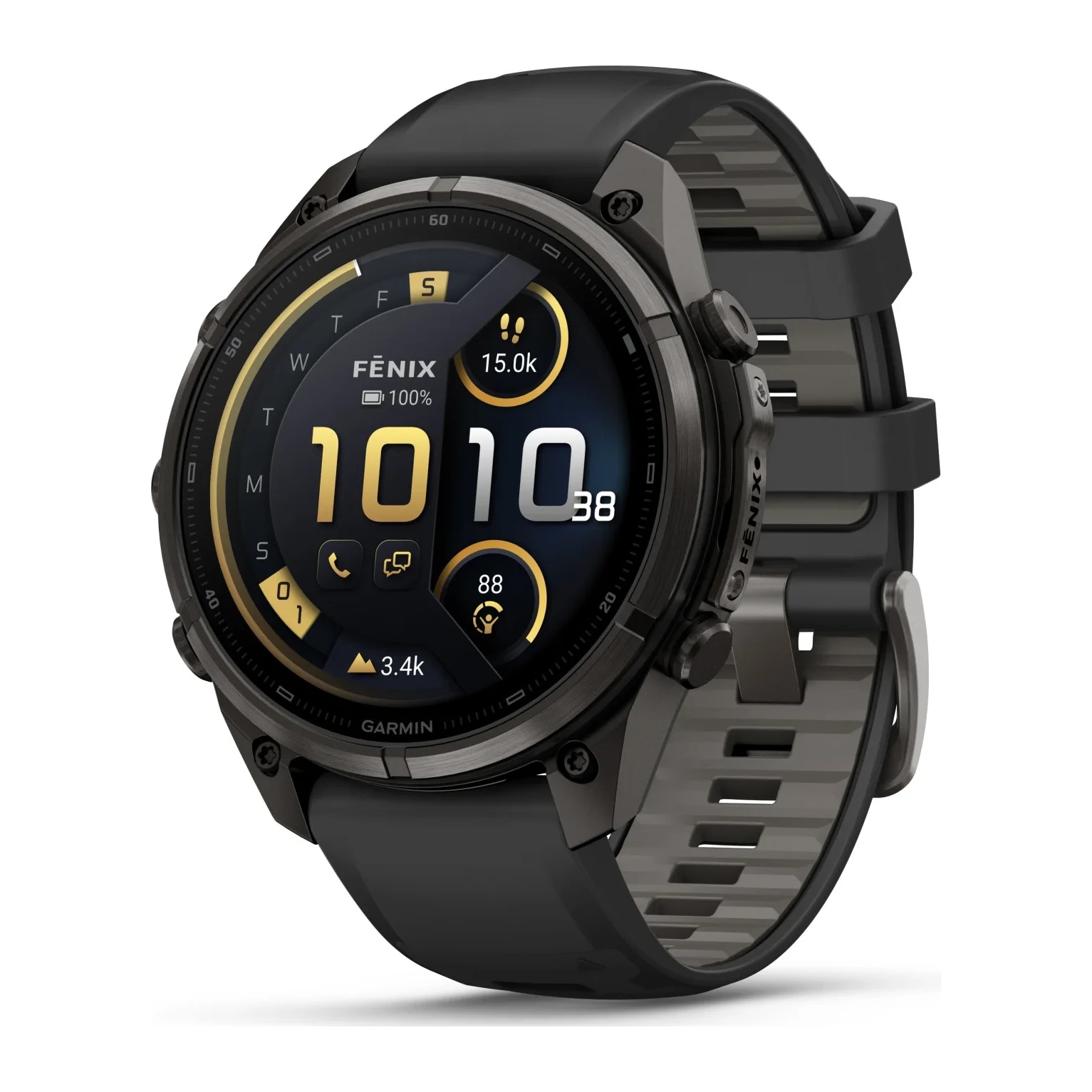 שעון חכם Garmin Fenix 9 Pro inReach 47mm Carbon Gray DLC Titanium with Black/Pebble Gray Silicone Band