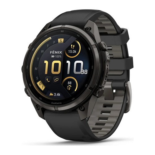 שעון חכם Garmin Fenix 9 Pro inReach 47mm Carbon Gray DLC Titanium with Black/Pebble Gray Silicone Band