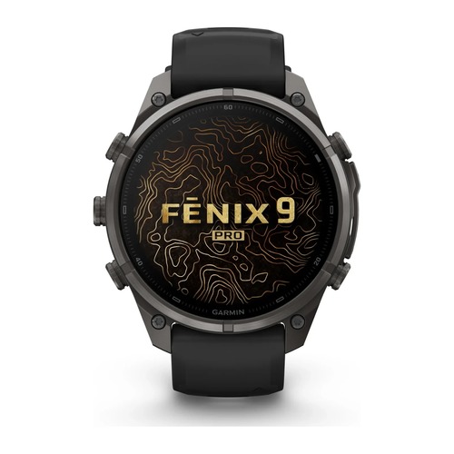 שעון חכם Garmin Fenix 9 Pro inReach 47mm Carbon Gray DLC Titanium with Black/Pebble Gray Silicone Band