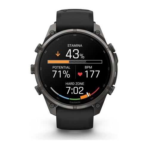 שעון חכם Garmin Fenix 9 Pro inReach 47mm Carbon Gray DLC Titanium with Black/Pebble Gray Silicone Band