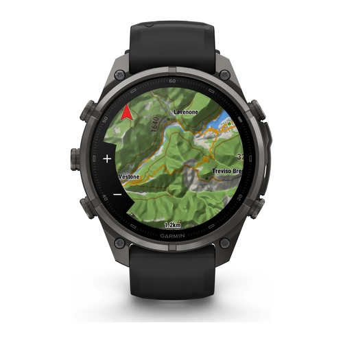 שעון חכם Garmin Fenix 9 Pro inReach 47mm Carbon Gray DLC Titanium with Black/Pebble Gray Silicone Band