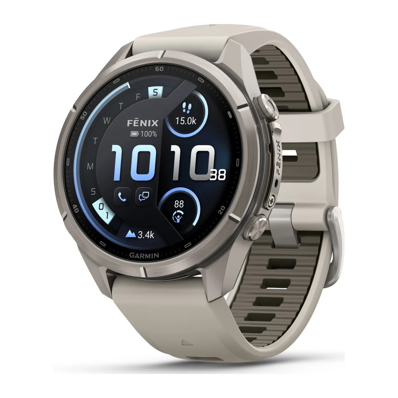 שעון חכם Garmin Fenix 9 Pro inReach 43mm Titanium with fog gray/dark sandstone silicone band