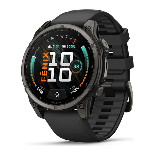 שעון חכם Garmin Fenix 9 Pro 51mm Carbon Gray DLC Titanium with black Silicone band
