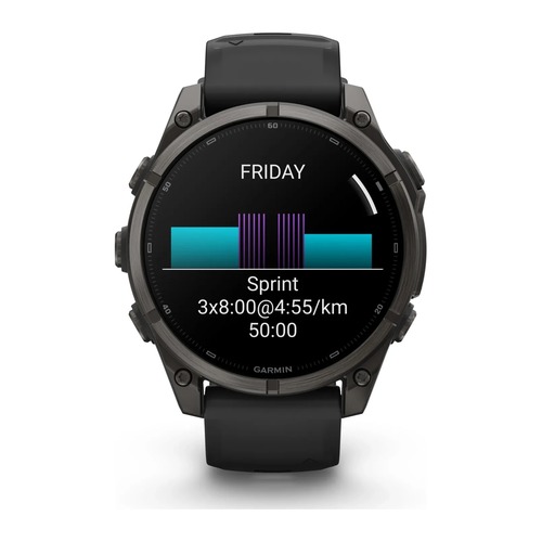 שעון חכם Garmin Fenix 9 Pro 51mm Carbon Gray DLC Titanium with black Silicone band