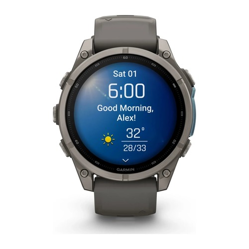 שעון חכם Garmin Fenix 9 Pro 47mm Titanium with Pebble Gray Silicone Band