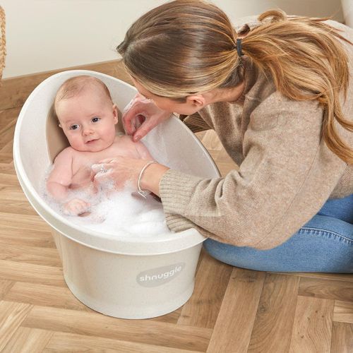 אמבטיה קומפקטית לתינוק עם מעמד גבוה מתקפל Shnuggle צבע cookies & cream
