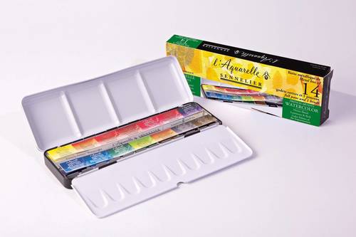 סט 14 צבעי מים שלמים + מכחול Artist SENNELIER