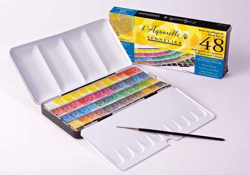 סט 48 צבעי מים + מכחול Artist SENNELIER
