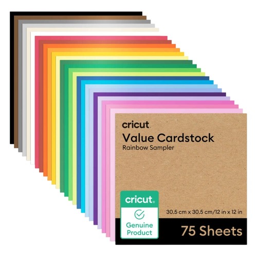 מארז קארדסטוק צבעוני 75 יחידות Cricut Value Cardstock Rainbow Sampler