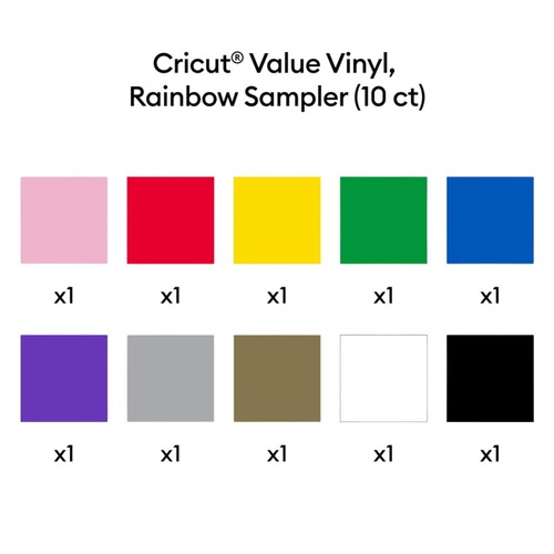 מארז דפי ויניל קבוע 10 יחידות Cricut Value Vinyl Rainbow Sampler