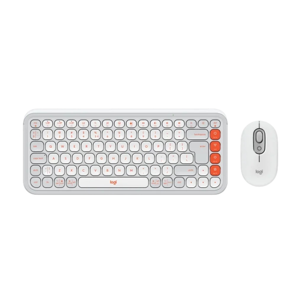 סט מקלדת ועכבר אלחוטיים צבע אוף-וויט Logitech Pop Icon Combo