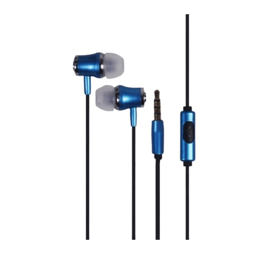 אוזניות חוטיות + מיקרופון צבע כחול Silver Line FDH-105