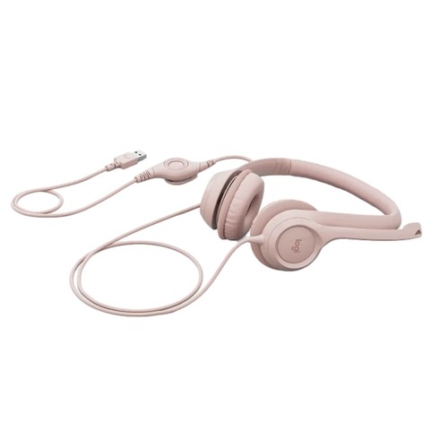 אוזניות עם מיקרופון צבע ורוד Logitech H390 USB