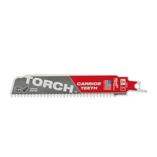 להב Milwaukee TORCH עם שיני קרביד SAWZALL דגם 48-00-5201 אורך 6 אינץ 8TPI למתכת עבה