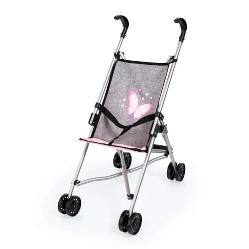טיולון בובות מטריה מתקפל בעיצוב פרפר – דגם Bayer Design Buggy Butterfly (אפור מלאנז'/ורוד)