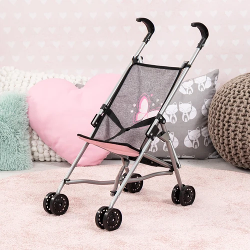 טיולון בובות מטריה מתקפל בעיצוב פרפר – דגם Bayer Design Buggy Butterfly (אפור מלאנז'/ורוד)