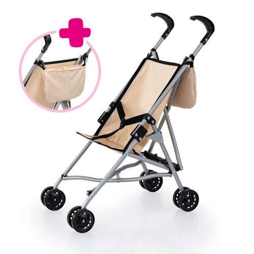 טיולון מתקפל לבובות כולל תיק גב מבית Bayer – דגם Buggy (בז' מלאנז')
