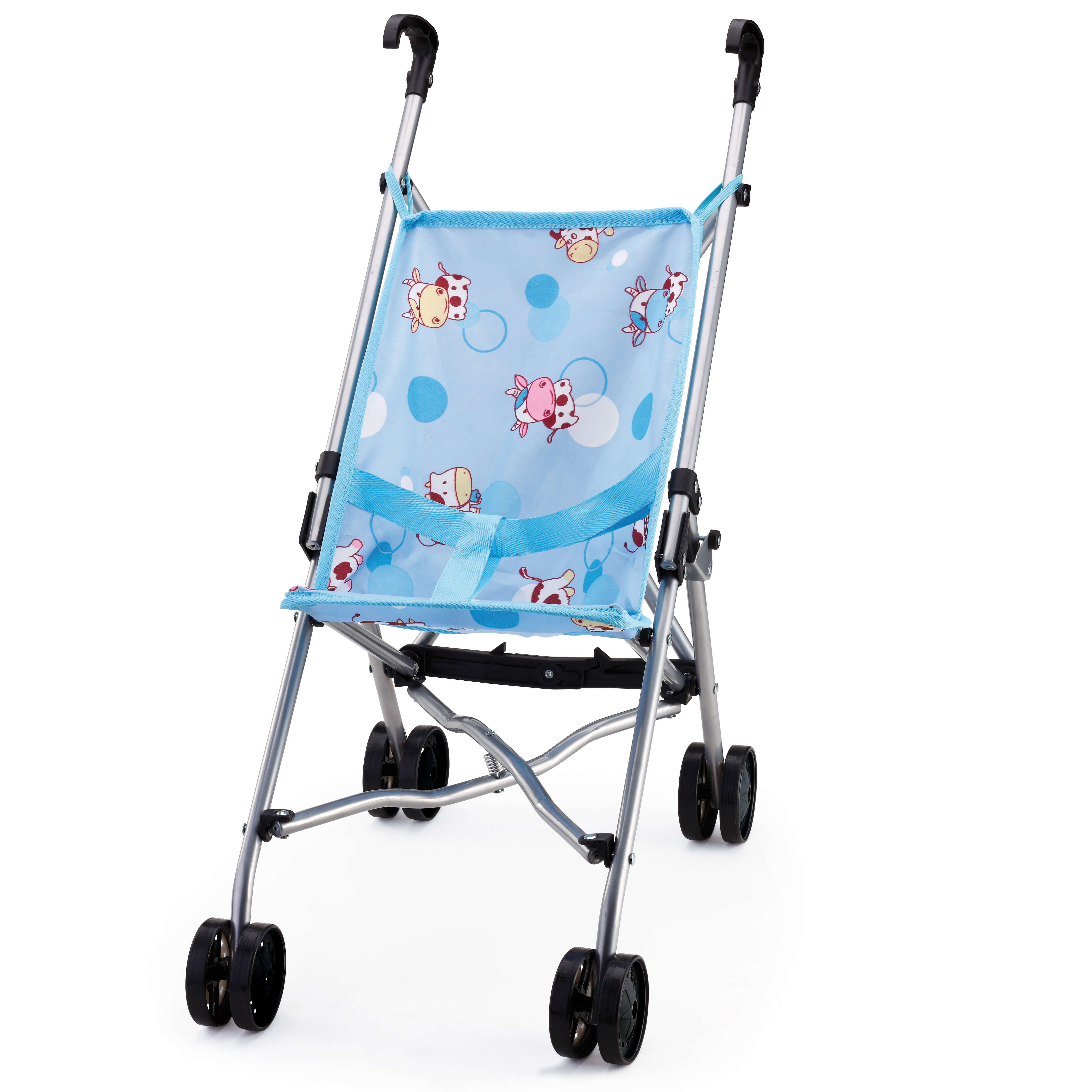 טיולון מתקפל לבובות מבית Bayer – דגם Buggy (תכלת בעיצוב פרות מתוקות)