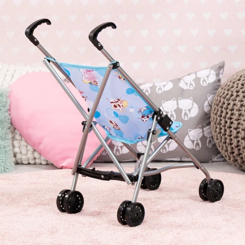 טיולון מתקפל לבובות מבית Bayer – דגם Buggy (תכלת בעיצוב פרות מתוקות)