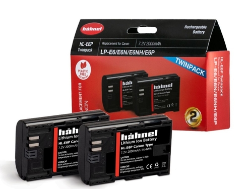 שתי סוללות Hahnel HL-E6P תואמות לסוללה Canon LP-E6P