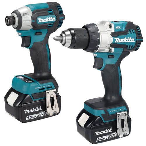 סט 2 כלי עבודה נטענים מקצועי 18V BL עם 2 סוללות 5Ah ומטען MAKITA DLX2128TX1 מקיטה