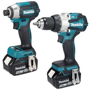 סט 2 כלי עבודה נטענים מקצועי 18V BL עם 2 סוללות 5Ah ומטען MAKITA DLX2128TX1 מקיטה