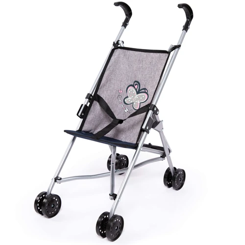 טיולון מתקפל לבובות מבית Bayer – דגם Buggy Leo (אפור מלאנז' פרפר)