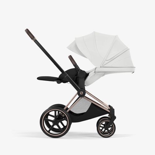 עגלת תינוק פריאם Cybex Priam 5 לבן, שלדה רוזגולד – השילוב המושלם בין יוקרה, חדשנות ונוחות ללא פשרות