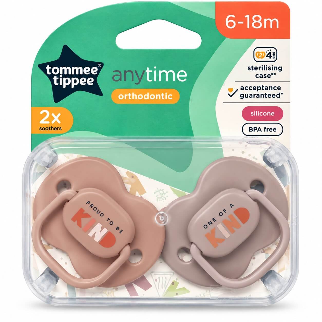 זוג מוצצי סיליקון מעוצבים 6-18 Tommee Tippee