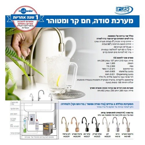 מערכת סודה תת-כיורית של ניגא עם ברז סודה ייעודי ומטהר מים