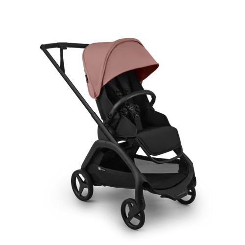 עגלת תינוק דרגונפליי פלוס + Bugaboo Dragonfly Plus - שלד שחור |  בד שחור | גגון ורוד דאסטי