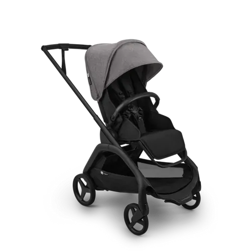 עגלת תינוק דרגונפליי פלוס + Bugaboo Dragonfly Plus - שלד שחור | בד שחור | גגון אפור מלאנג