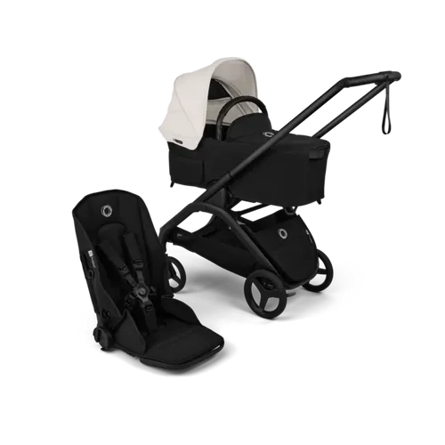 עגלת תינוק דרגונפליי פלוס + Bugaboo Dragonfly Plus - שלד שחור | בד שחור | גגון לבן מיסטי