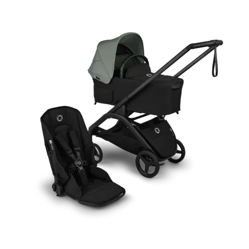 עגלת תינוק דרגונפליי פלוס + Bugaboo Dragonfly Plus - שלד שחור | בד שחור | גגון ירוק יער