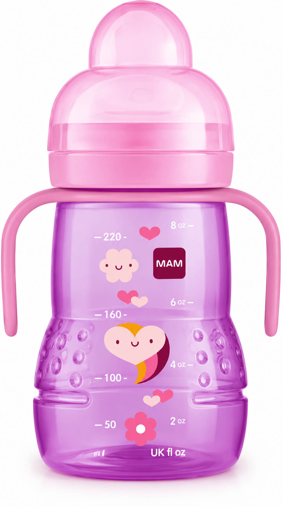 כוס אימון עם ידיות ופיית סיליקון ורוד MAM