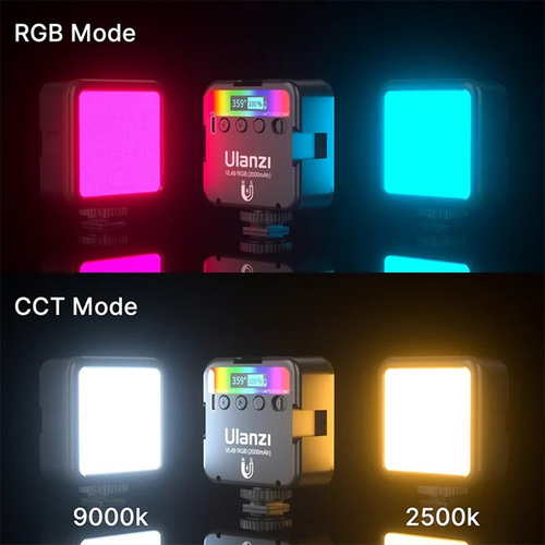 פנס מגנטי LED מגנטי נייד למצלמה ולנייד Ulanzi VL49 RGB 6W