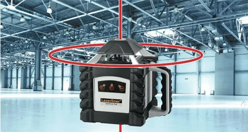 מאזנת לייזר מסתובבת LASERLINER Quadrum 410S עם קרן אדומה 360 מעלות לעבודות פילוס ויישור מקצועיות