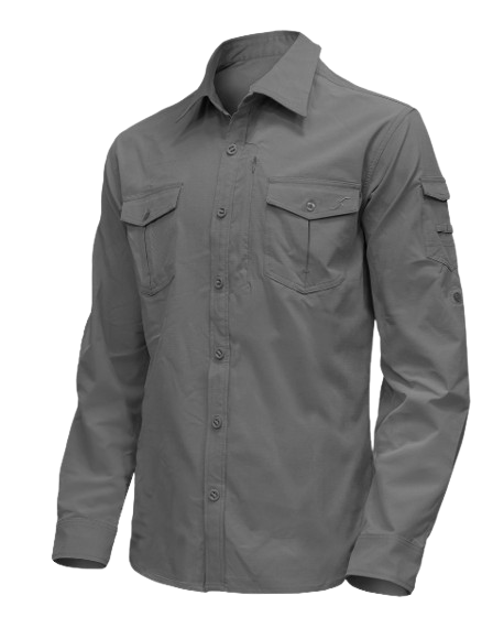 חולצה מכופתרת לגברים Sahara LS אפורה כהה – Outdoor Revolution