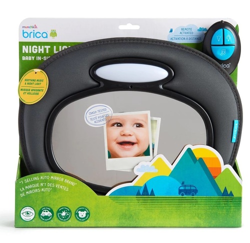 מראה אחורית לצפיה בתינוק Night Lite עם תאורת לילה, מנגינות ושלט 