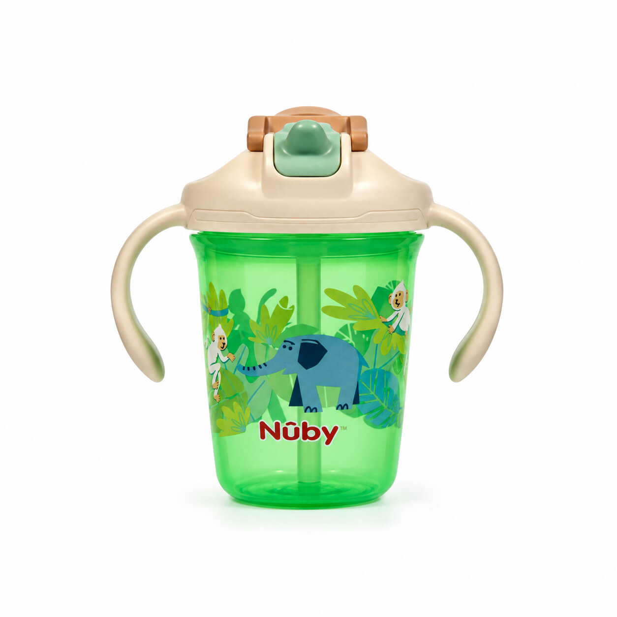 כוס אימון 2 ב-1 עם פייה וקשית ירוק Nuby