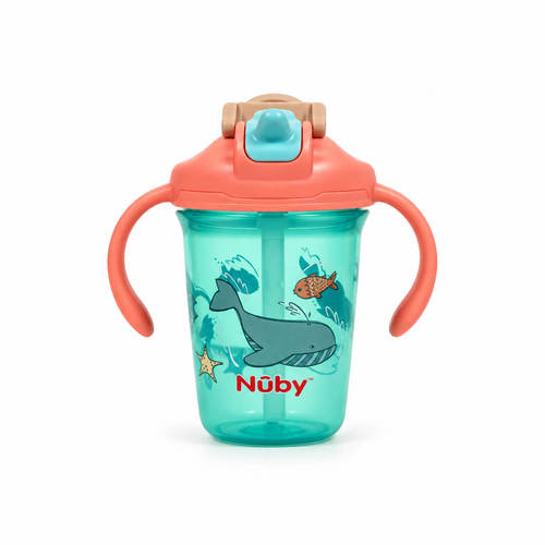 כוס אימון 2 ב-1 עם פייה וקשית ורוד Nuby