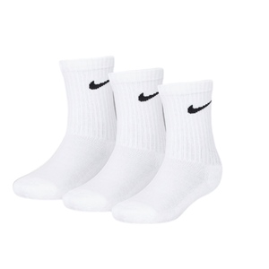 שלישיית גרביים NIKE מידות 23-35 לילדים בגוון לבן גבוהות