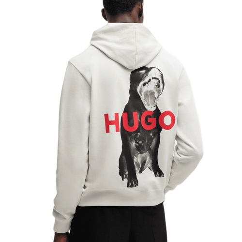 קפוצון HUGO מידות XS-XXL לגברים בגוון לבן עם הדפס - מבט צד