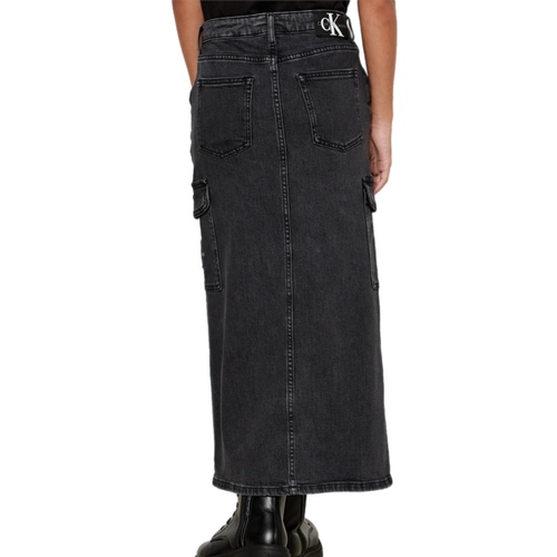 חצאית CALVIN KLEIN מידות 4-16 לילדים בגוון שחור ג'ינס - מבט צד
