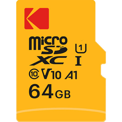 כרטיס זיכרון Kodak 64GB Premium Performance UHS-I microSDxC Memory Card with SD Adapter