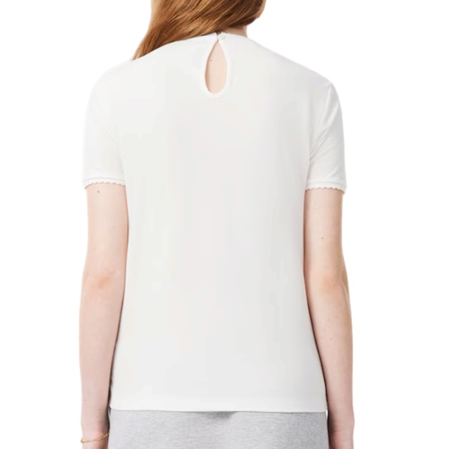 חולצה LACOSTE מידות XS-XL לנשים בגוון לבן - מבט צד