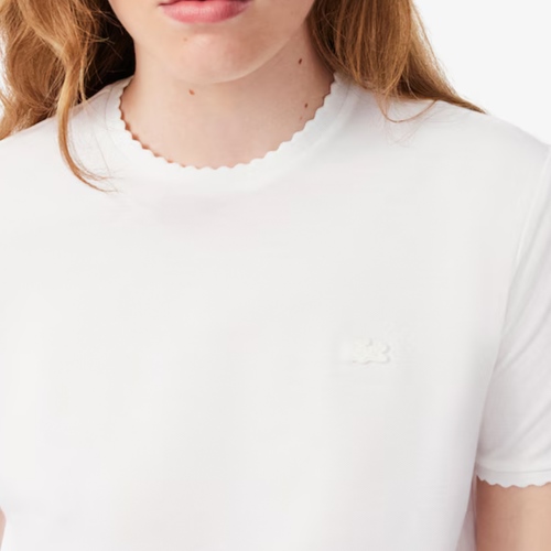 חולצה LACOSTE מידות XS-XL לנשים בגוון לבן - מבט נוסף